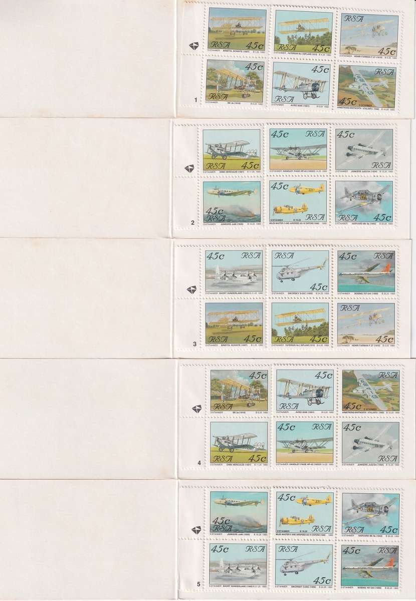 RSA - Booklet No.5, 2nd PRINTING, complete set of all 10 pane numbers